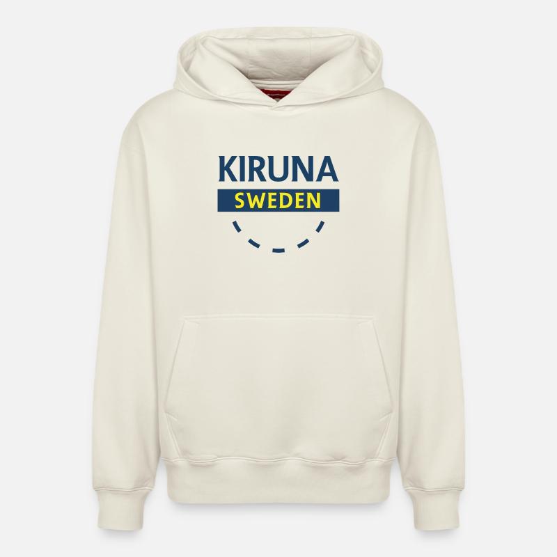 Emblème de l’Arctique de Kiruna - Sweat à capuche unisexe décontracté en coton biologique – de SPREAD - blanc cassé