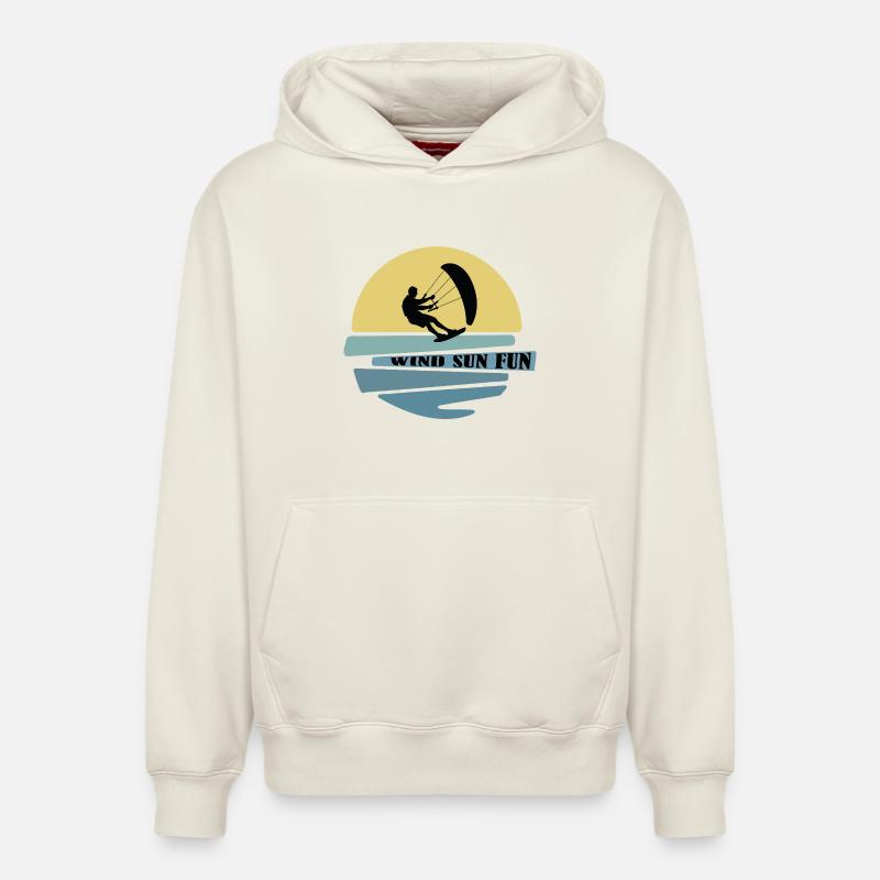 Vent Soleil Fun Kitesurfeur - Sweat à capuche unisexe décontracté en coton biologique – de SPREAD - blanc cassé