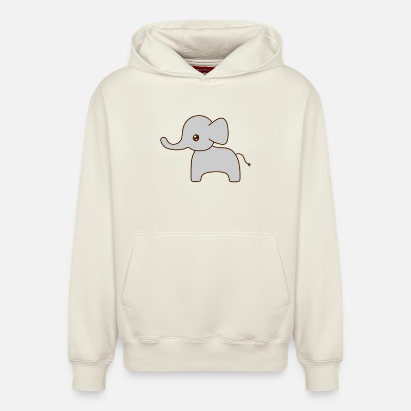Croquis d’éléphant gris doux - Sweat à capuche unisexe décontracté en coton biologique – de SPREAD - blanc cassé