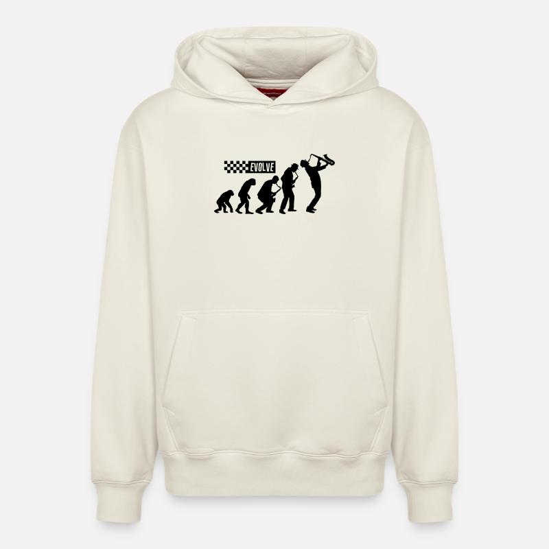 Évolution du ska – British 2 Tone Music Design - Sweat à capuche unisexe décontracté en coton biologique – de SPREAD - blanc cassé