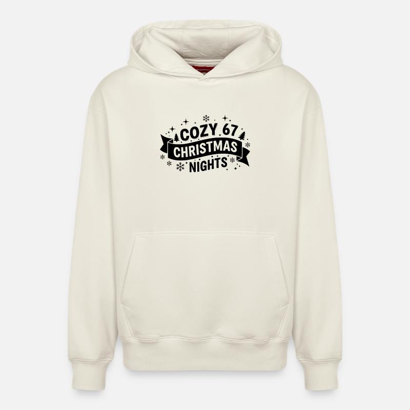 Cosy 67 nuits de Noël - Sweat à capuche unisexe décontracté en coton biologique – de SPREAD - blanc cassé