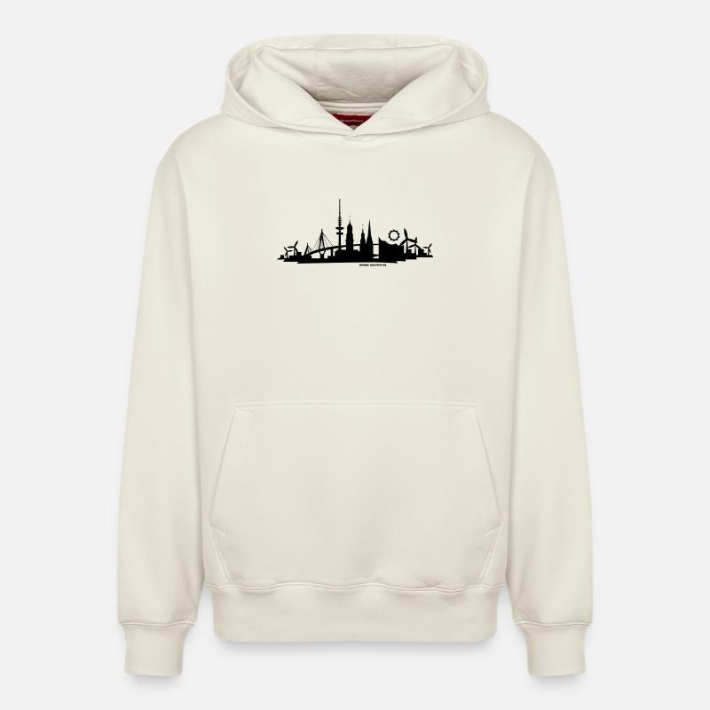 Ligne d’horizon « Hambourg » - Sweat à capuche unisexe décontracté en coton biologique – de SPREAD - blanc cassé