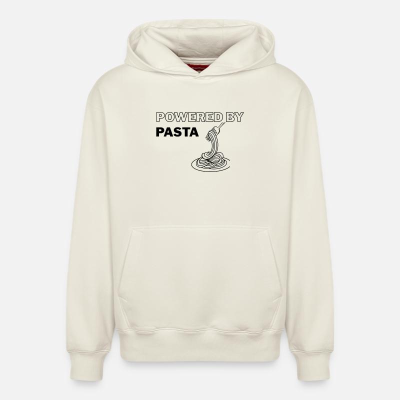 Propulsé par Pasta - Sweat à capuche unisexe décontracté en coton biologique – de SPREAD - blanc cassé