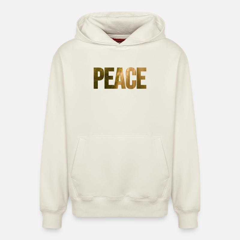 Peace in mind - Sweat à capuche unisexe décontracté en coton biologique – de SPREAD - blanc cassé