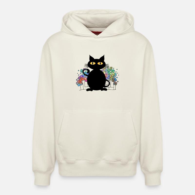 chat - Sweat à capuche unisexe décontracté en coton biologique – de SPREAD - blanc cassé