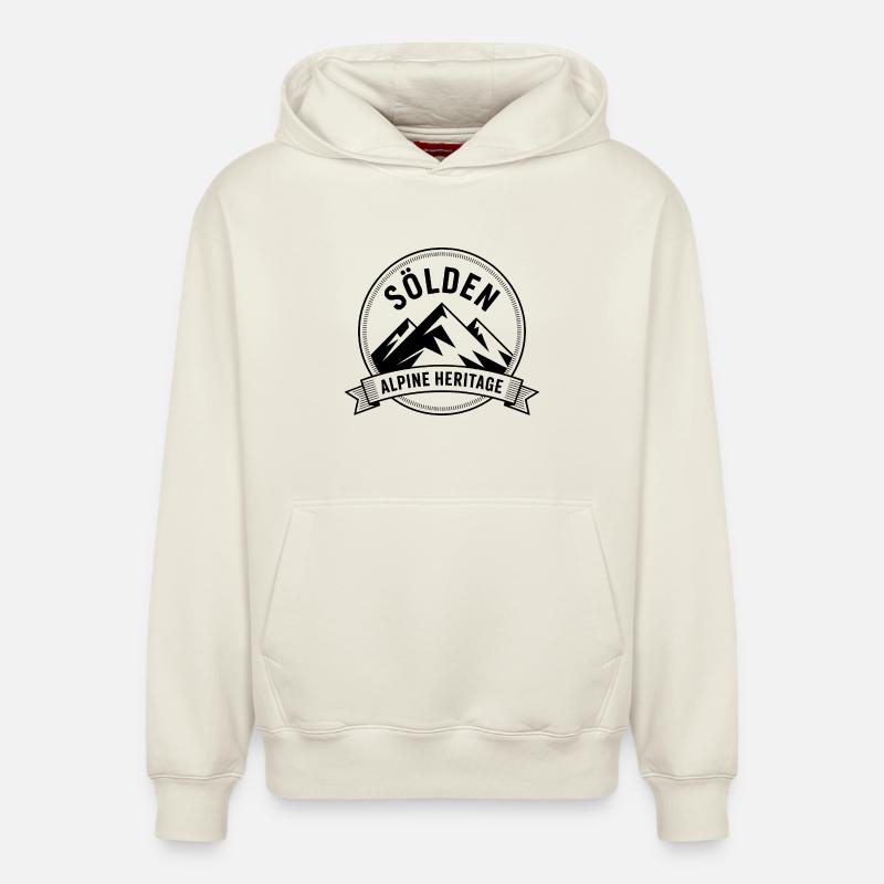 Sölden - Souvenir Design - Sweat à capuche unisexe décontracté en coton biologique – de SPREAD - blanc cassé