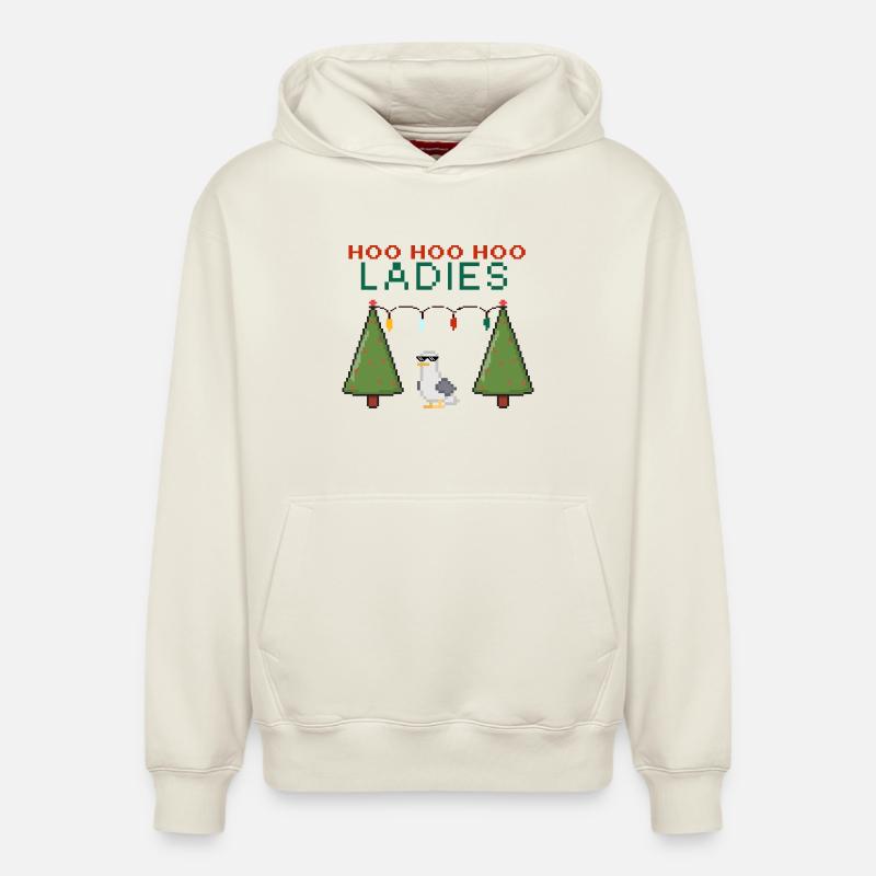 HooHooHoo Pixel Noël Femme - Sweat à capuche unisexe décontracté en coton biologique – de SPREAD - blanc cassé