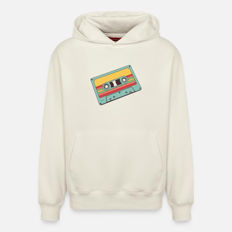 Cassette Pastel Rétro - Sweat à capuche unisexe décontracté en coton biologique – de SPREAD - blanc cassé