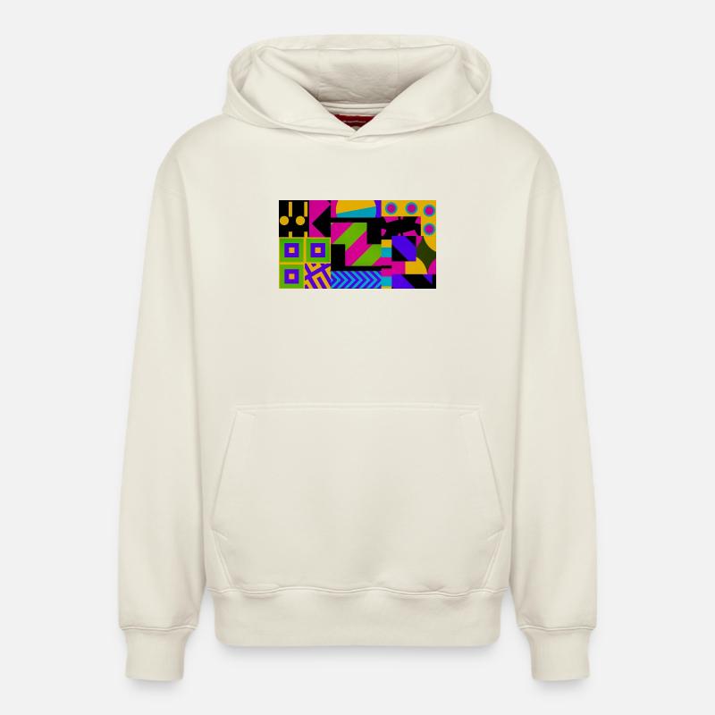 Nova Neon Geometry - Sweat à capuche unisexe décontracté en coton biologique – de SPREAD - blanc cassé