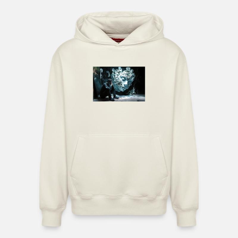 Face de glace dans l’ombre - Sweat à capuche unisexe décontracté en coton biologique – de SPREAD - blanc cassé