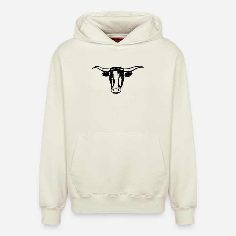 Tête de bœuf Longhorn - Sweat à capuche unisexe décontracté en coton biologique – de SPREAD - blanc cassé