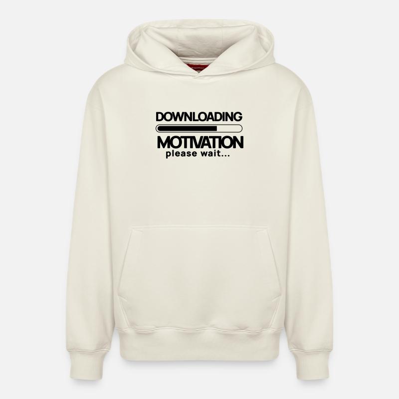 Downloading motivation. Please Wait - Sweat à capuche unisexe décontracté en coton biologique – de SPREAD - blanc cassé