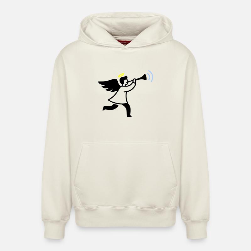Ange avec trompette - Sweat à capuche unisexe décontracté en coton biologique – de SPREAD - blanc cassé