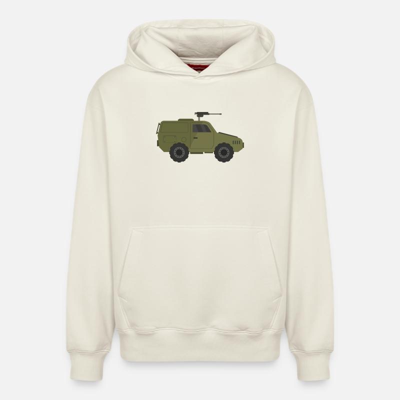 Jeep militaire - Sweat à capuche unisexe décontracté en coton biologique – de SPREAD - blanc cassé