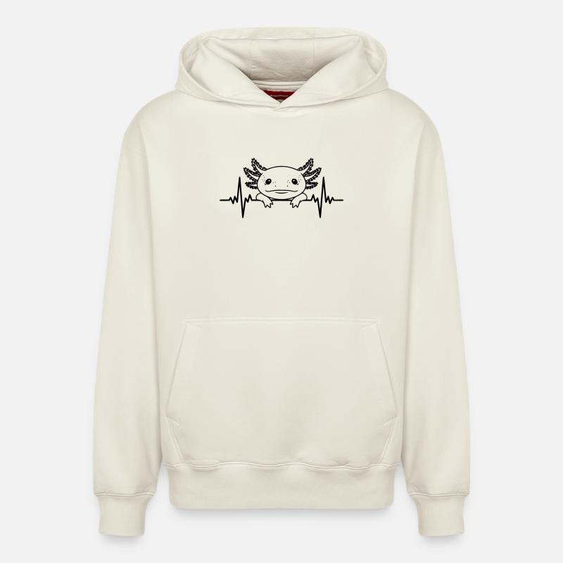 Battement de cœur d’axolotl – Salamandre mignonne - Sweat à capuche unisexe décontracté en coton biologique – de SPREAD - blanc cassé