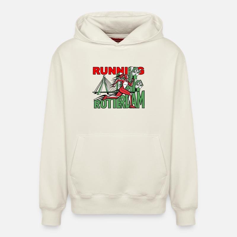 Runner Rotterdam CityRun - Sweat à capuche unisexe décontracté en coton biologique – de SPREAD - blanc cassé