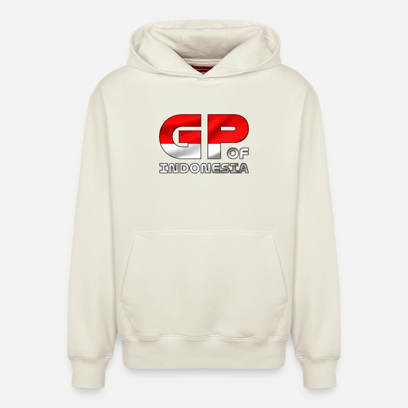 indonesia_gp - Sweat à capuche unisexe décontracté en coton biologique – de SPREAD - blanc cassé