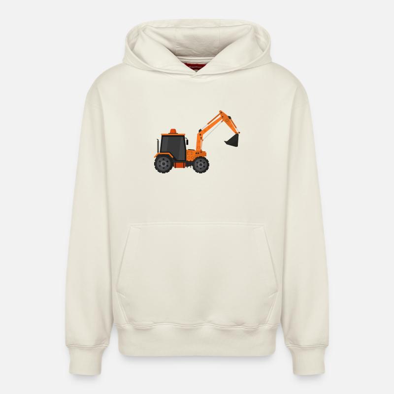 Excavatrice - Sweat à capuche unisexe décontracté en coton biologique – de SPREAD - blanc cassé