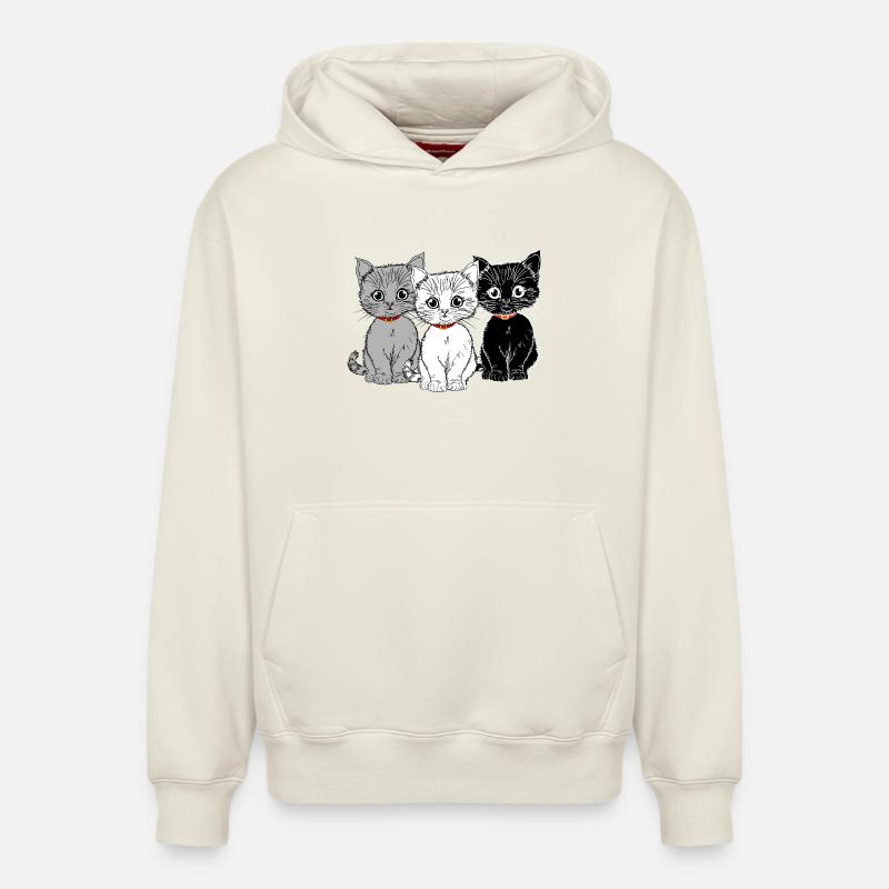 Trois chatons - Sweat à capuche unisexe décontracté en coton biologique – de SPREAD - blanc cassé