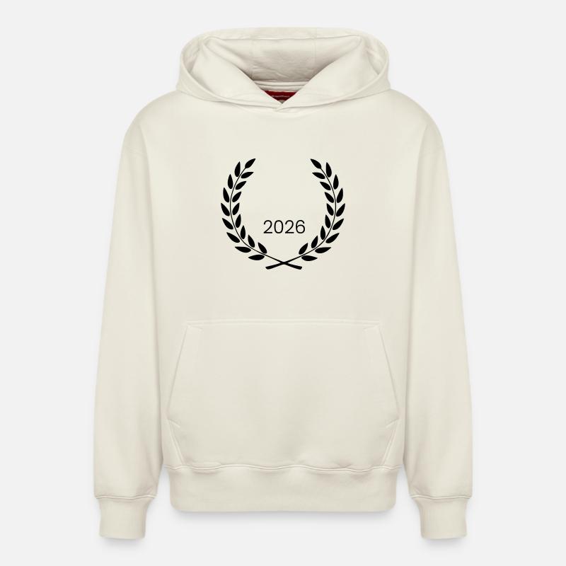 kranz_wappen_2026 - Sweat à capuche unisexe décontracté en coton biologique – de SPREAD - blanc cassé