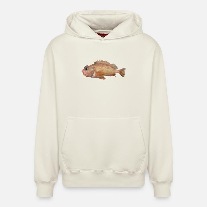 Poisson rouge - Sweat à capuche unisexe décontracté en coton biologique – de SPREAD - blanc cassé