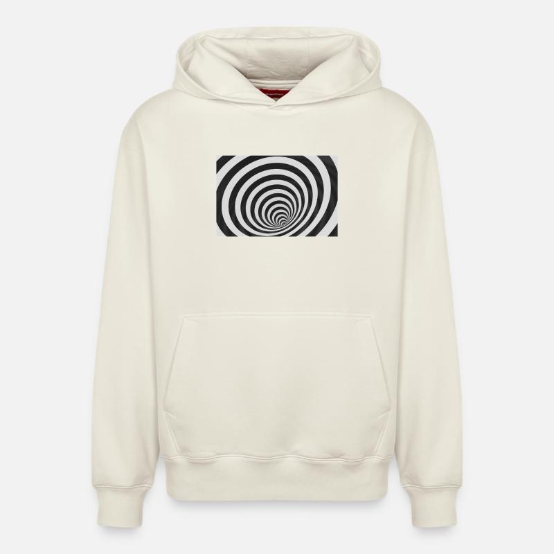 Spirale hypnotique noir et blanc - Sweat à capuche unisexe décontracté en coton biologique – de SPREAD - blanc cassé
