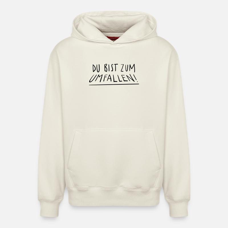 Tu vas tomber - Sweat à capuche unisexe décontracté en coton biologique – de SPREAD - blanc cassé