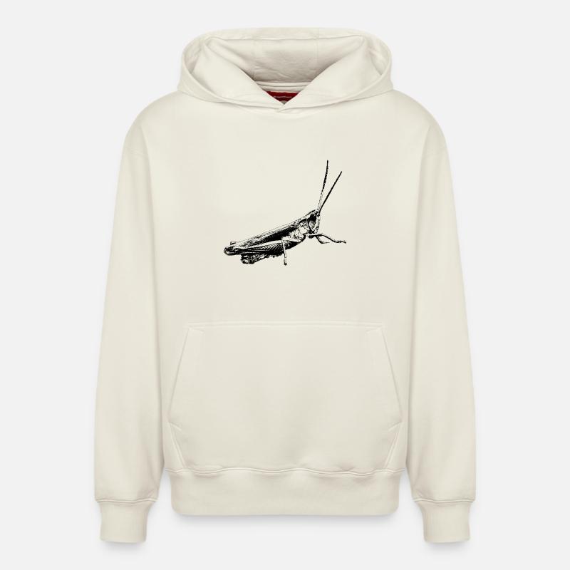 Sauterelle / Sauterelle / Noir graphique - Sweat à capuche unisexe décontracté en coton biologique – de SPREAD - blanc cassé