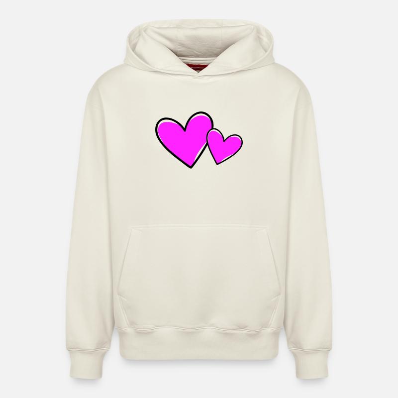 Coeurs Symbole Amour - Sweat à capuche unisexe décontracté en coton biologique – de SPREAD - blanc cassé