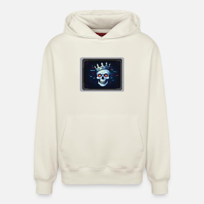 PIXEL PIRATE - geek & scifi - Sweat à capuche unisexe décontracté en coton biologique – de SPREAD - blanc cassé