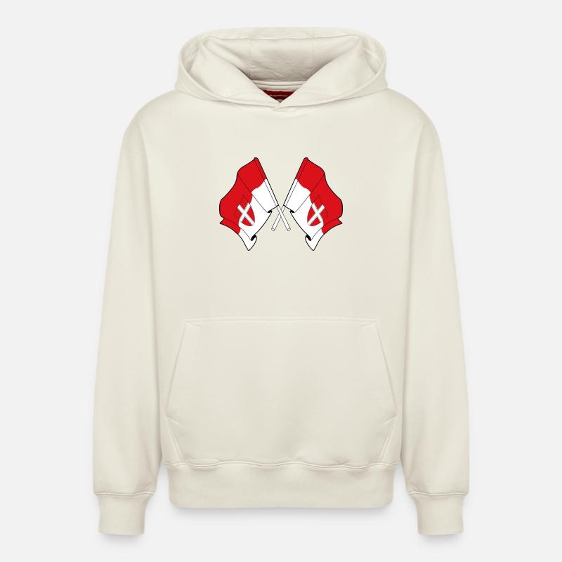 Drapeaux croisés de Vienne - Sweat à capuche unisexe décontracté en coton biologique – de SPREAD - blanc cassé
