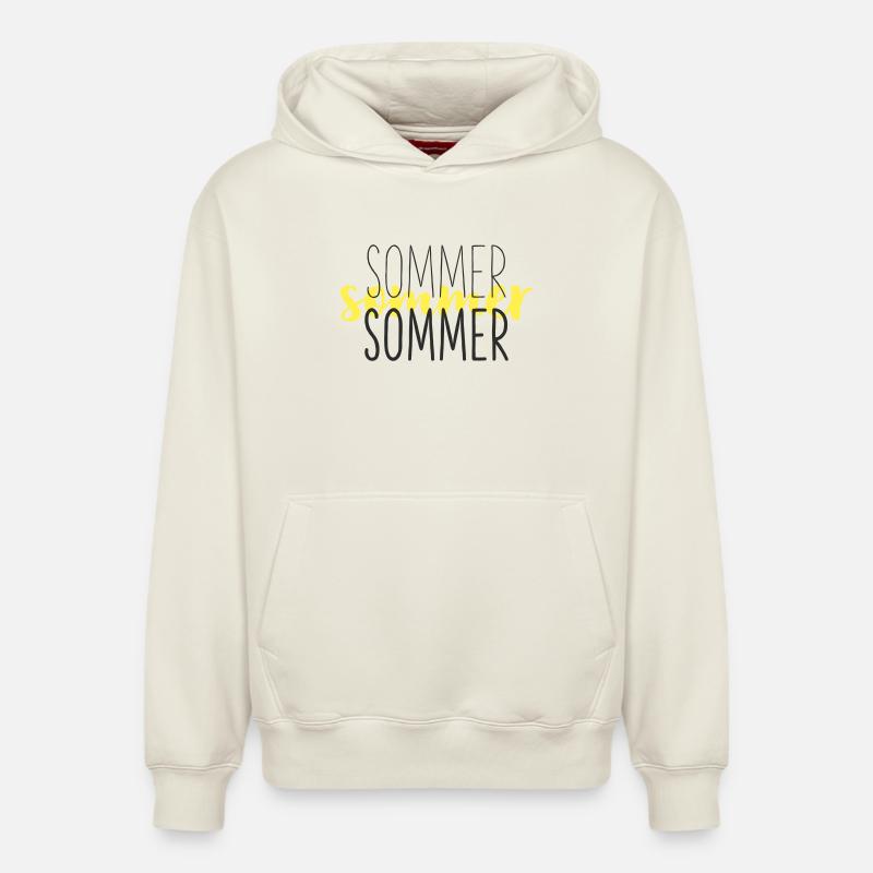 Jaune d’été noir - Sweat à capuche unisexe décontracté en coton biologique – de SPREAD - blanc cassé