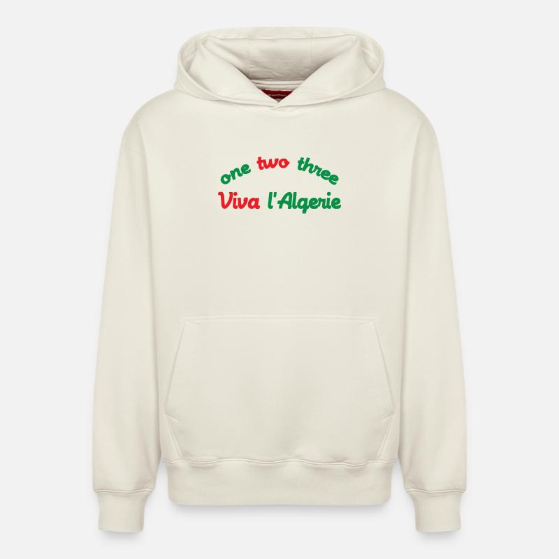 One two three Viva l'Algérie - Sweat à capuche unisexe décontracté en coton biologique – de SPREAD - blanc cassé