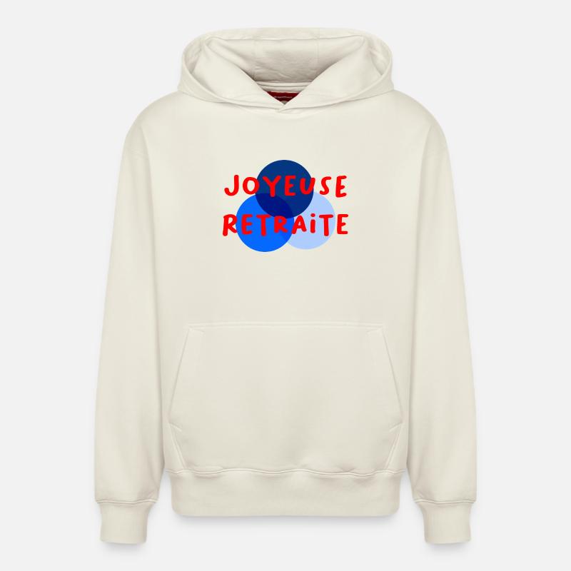 RETRAITE. RETRAITE. RETRAITEE. RETRAITE - Sweat à capuche unisexe décontracté en coton biologique – de SPREAD - blanc cassé