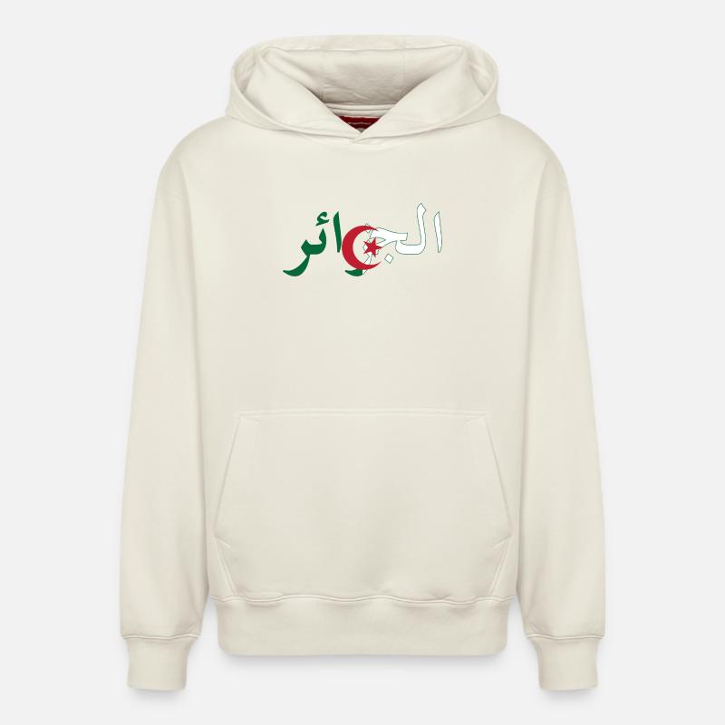 Drapeau Algérie - Sweat à capuche unisexe décontracté en coton biologique – de SPREAD - blanc cassé