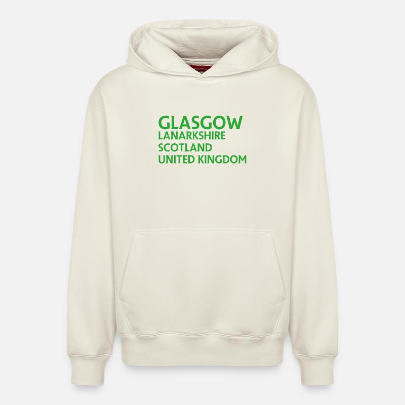 Glasgow – Scotland Textdesign - Sweat à capuche unisexe décontracté en coton biologique – de SPREAD - blanc cassé