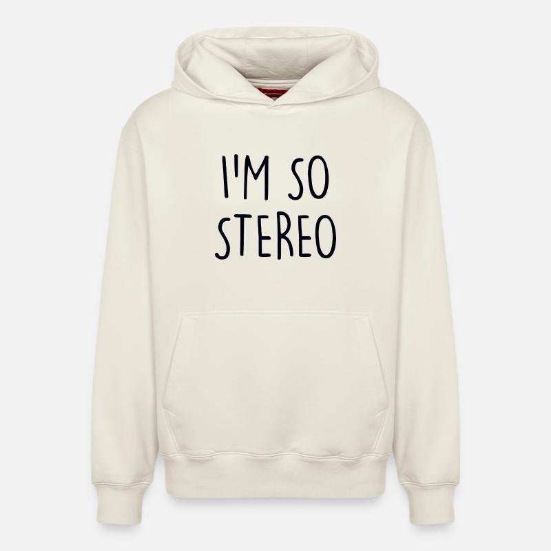 stéréo - Sweat à capuche unisexe décontracté en coton biologique – de SPREAD - blanc cassé