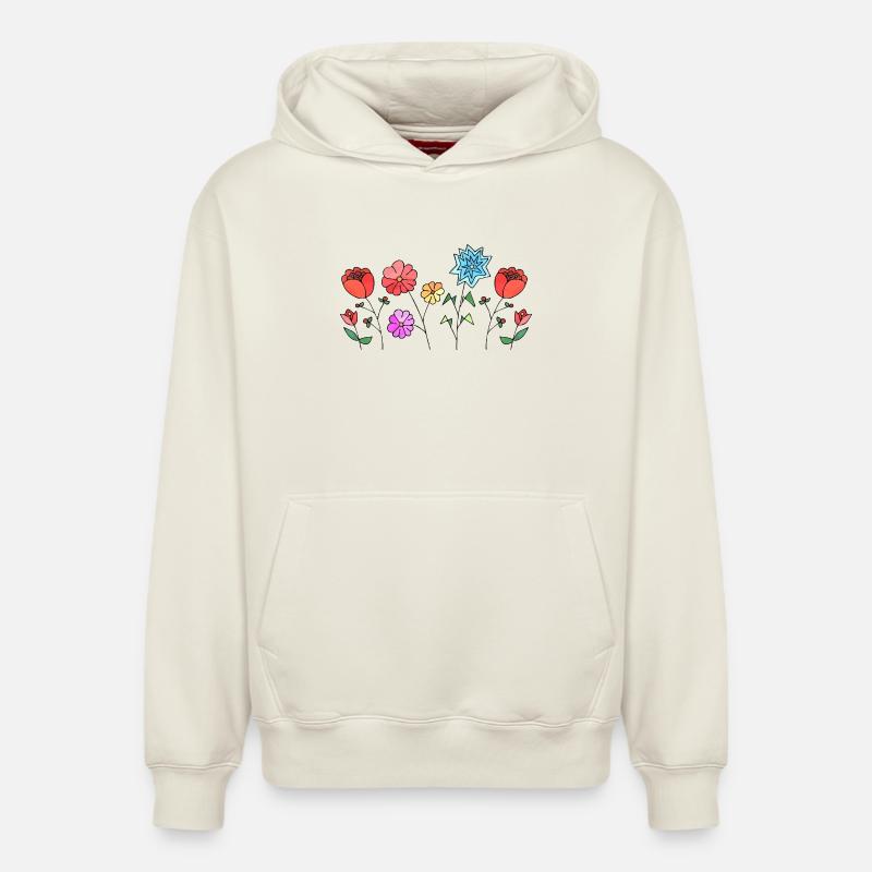 Fleur - Sweat à capuche unisexe décontracté en coton biologique – de SPREAD - blanc cassé