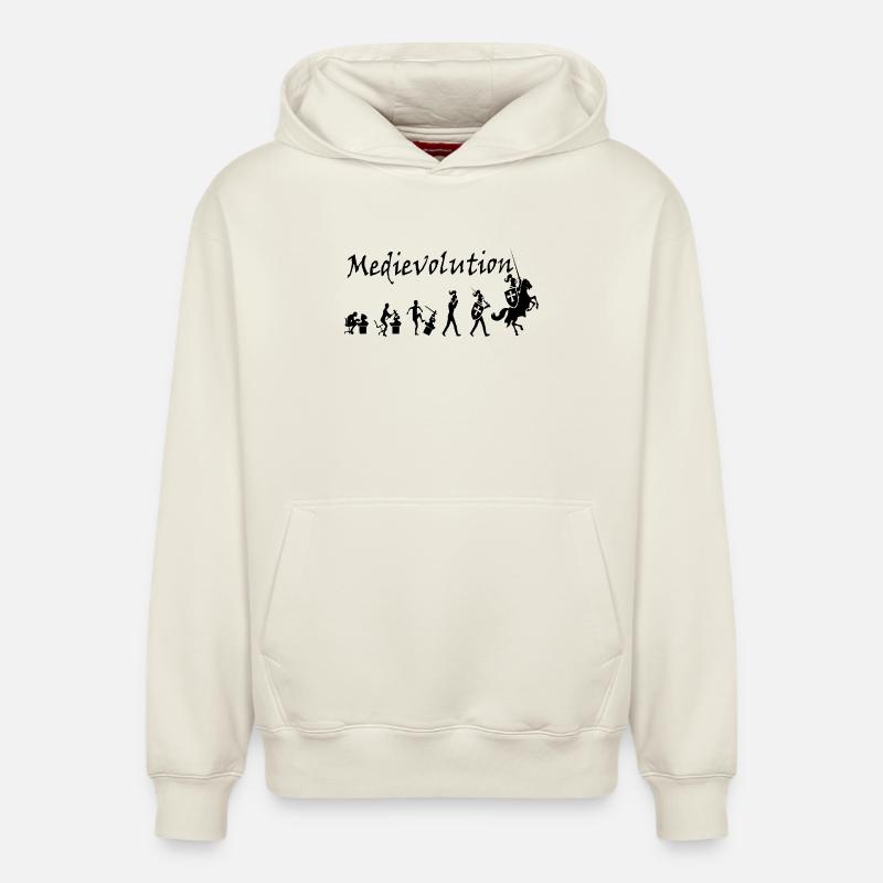 Medievolution – L’évolution médiévale - Sweat à capuche unisexe décontracté en coton biologique – de SPREAD - blanc cassé