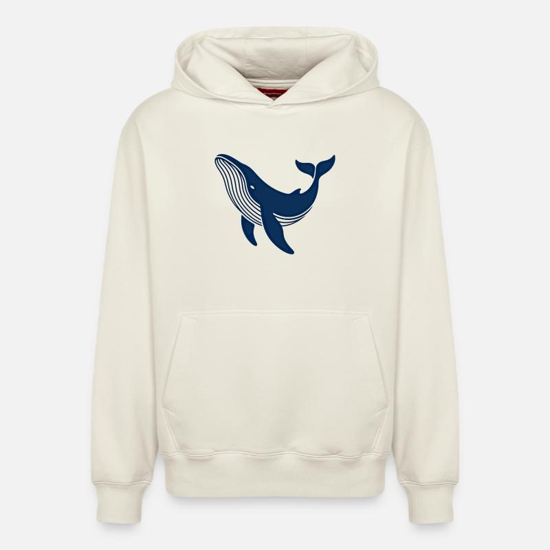 Baleine bleue - Sweat à capuche unisexe décontracté en coton biologique – de SPREAD - blanc cassé