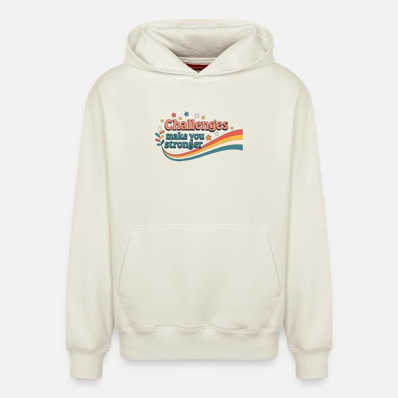 Les défis vous renforcent - Sweat à capuche unisexe décontracté en coton biologique – de SPREAD - blanc cassé