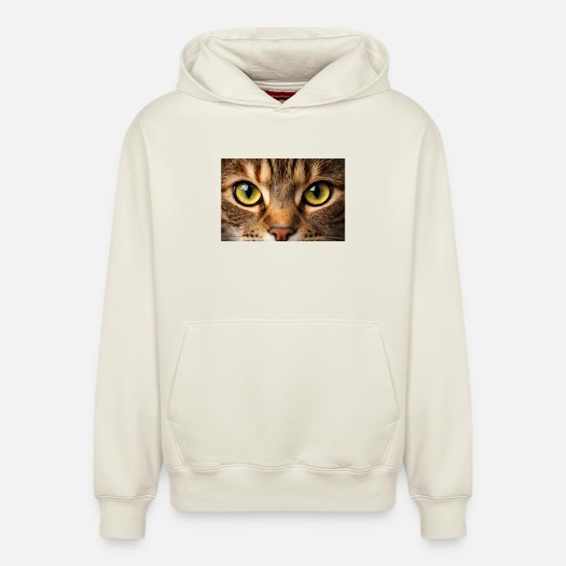 Œil de chat en gros plan - Sweat à capuche unisexe décontracté en coton biologique – de SPREAD - blanc cassé
