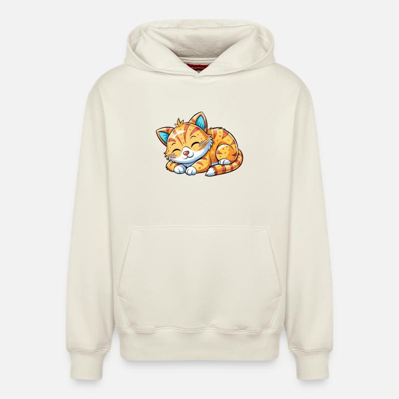 Chat endormi - Sweat à capuche unisexe décontracté en coton biologique – de SPREAD - blanc cassé