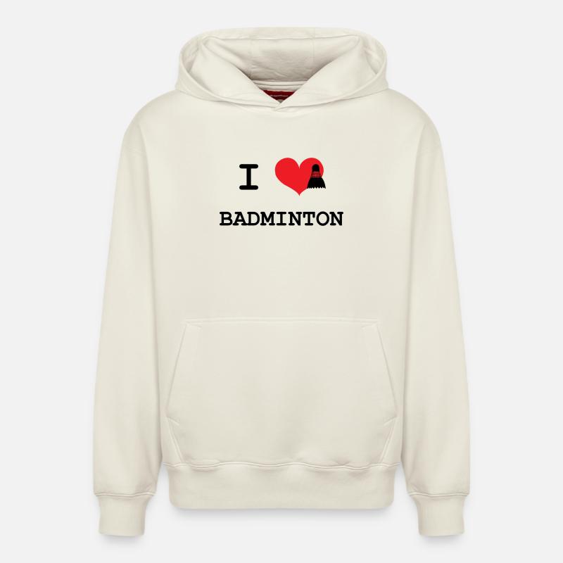 j'aime le badminton - Sweat à capuche unisexe décontracté en coton biologique – de SPREAD - blanc cassé