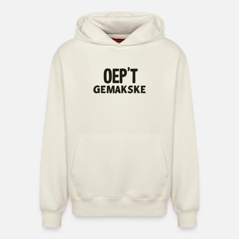 Chemises en dialecte anversois. - Sweat à capuche unisexe décontracté en coton biologique – de SPREAD - blanc cassé