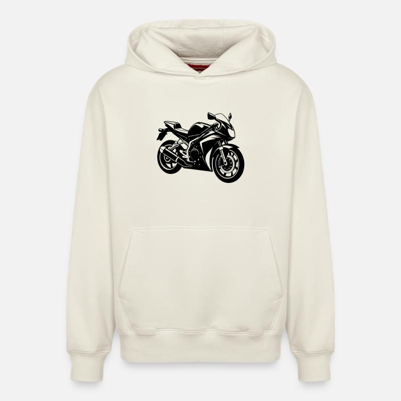 Motocyclette - Sweat à capuche unisexe décontracté en coton biologique – de SPREAD - blanc cassé