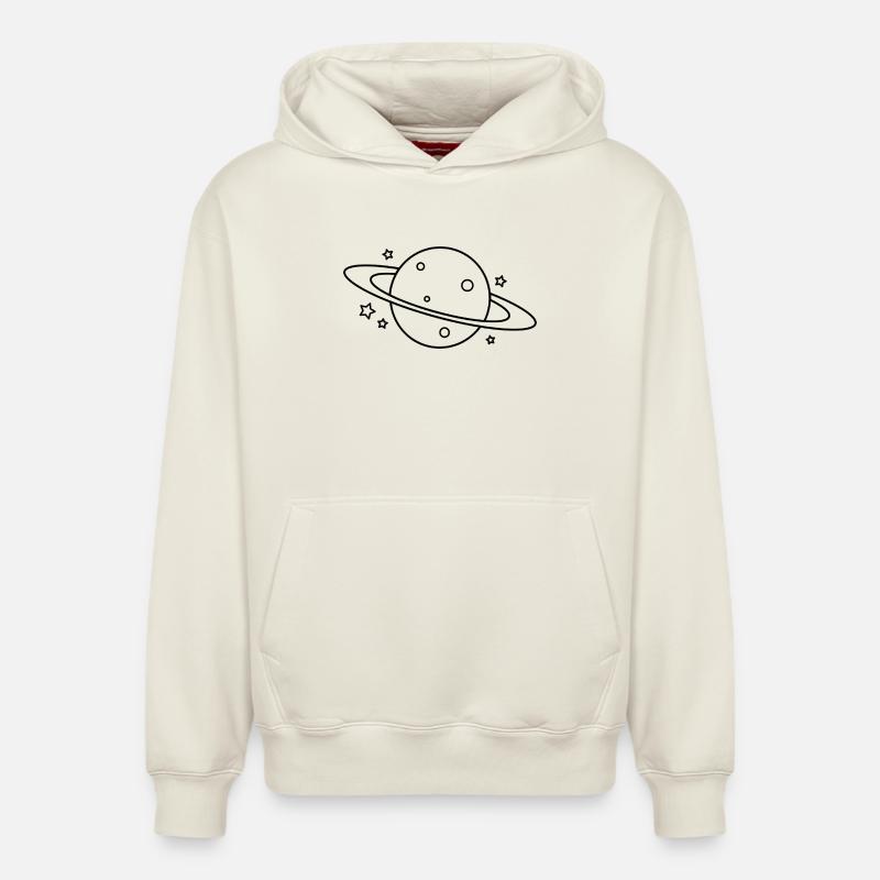 planète - Sweat à capuche unisexe décontracté en coton biologique – de SPREAD - blanc cassé