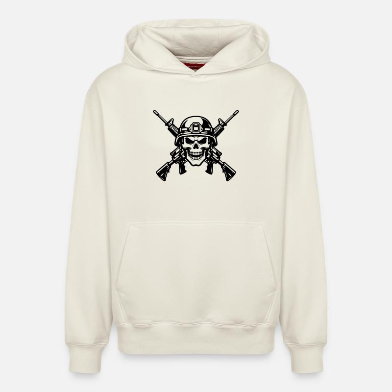 Guerre - Sweat à capuche unisexe décontracté en coton biologique – de SPREAD - blanc cassé