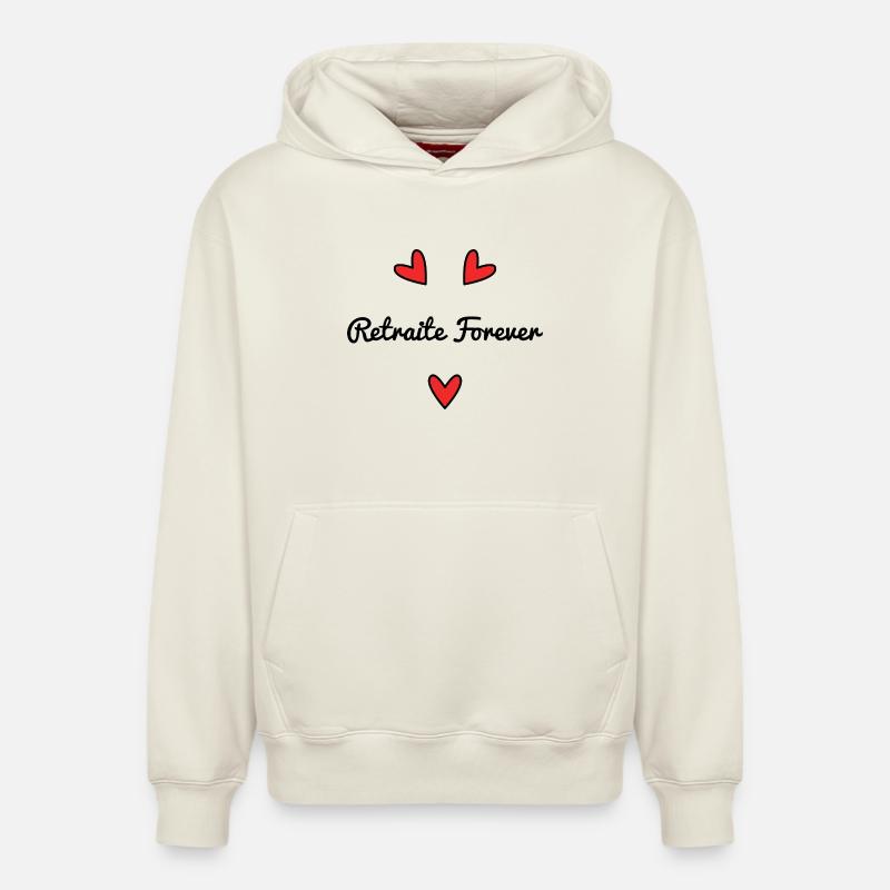 RETRAITE. RETRAITE. RETRAITEE. RETRAITE - Sweat à capuche unisexe décontracté en coton biologique – de SPREAD - blanc cassé