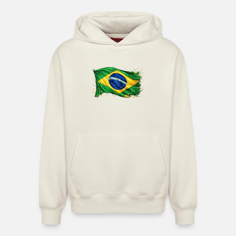 Drapeau brésilien Brésil - Sweat à capuche unisexe décontracté en coton biologique – de SPREAD - blanc cassé